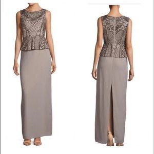 Adrianna Papell Beaded Peplum Dress 4 NEW 12 Preowned Mother of Bride Lo…